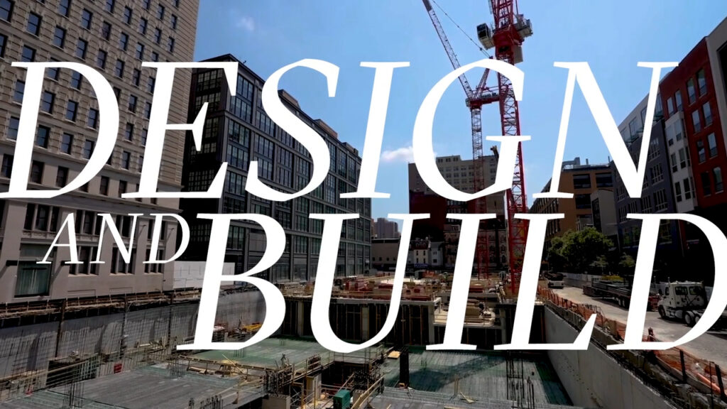 "Design and Build" text over an image of an industrial zone