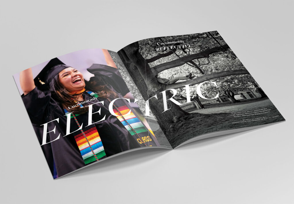 The University of Scranton Viewbook internal spread close up.