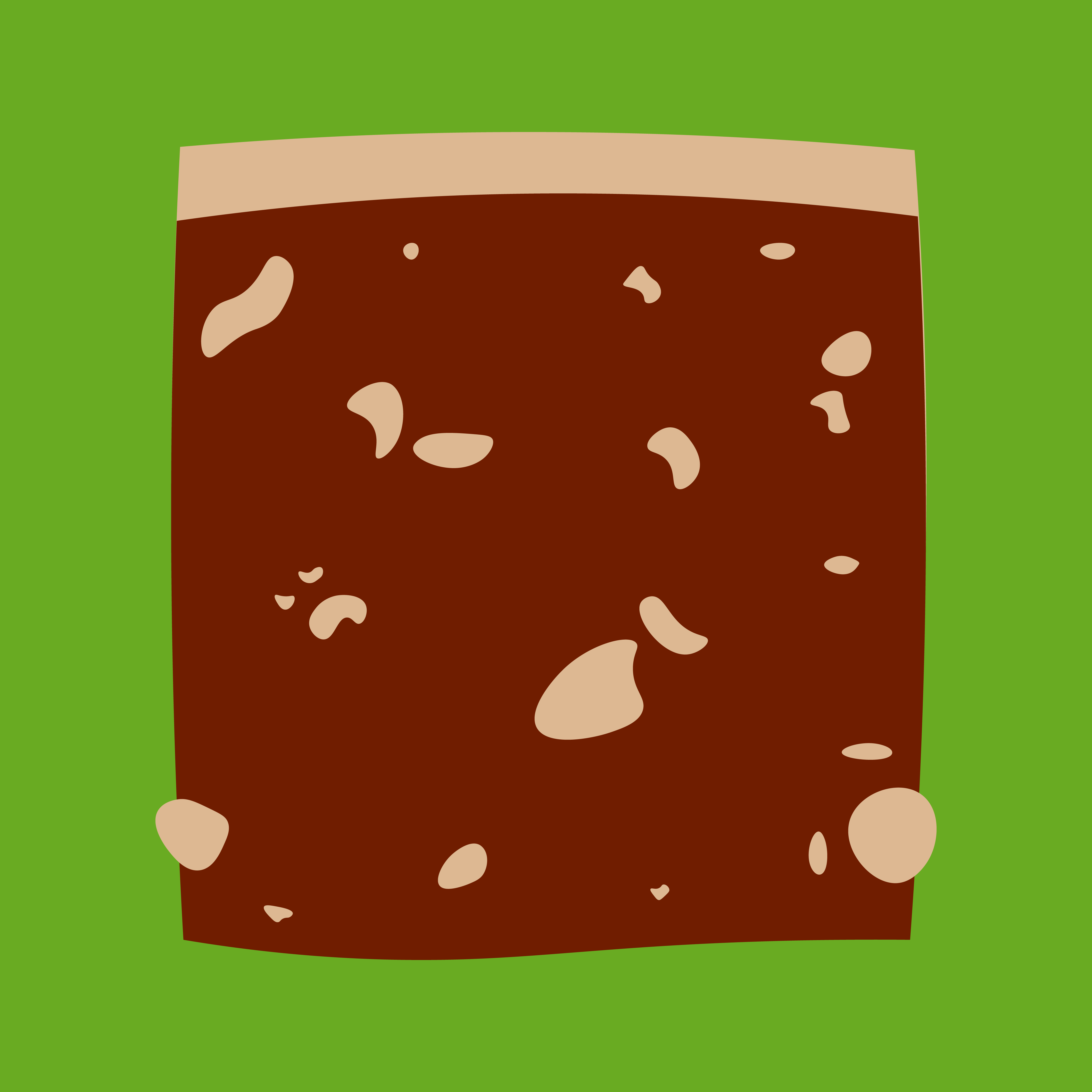 An illustration of a 'Nana's Toffee Bar' on a green background