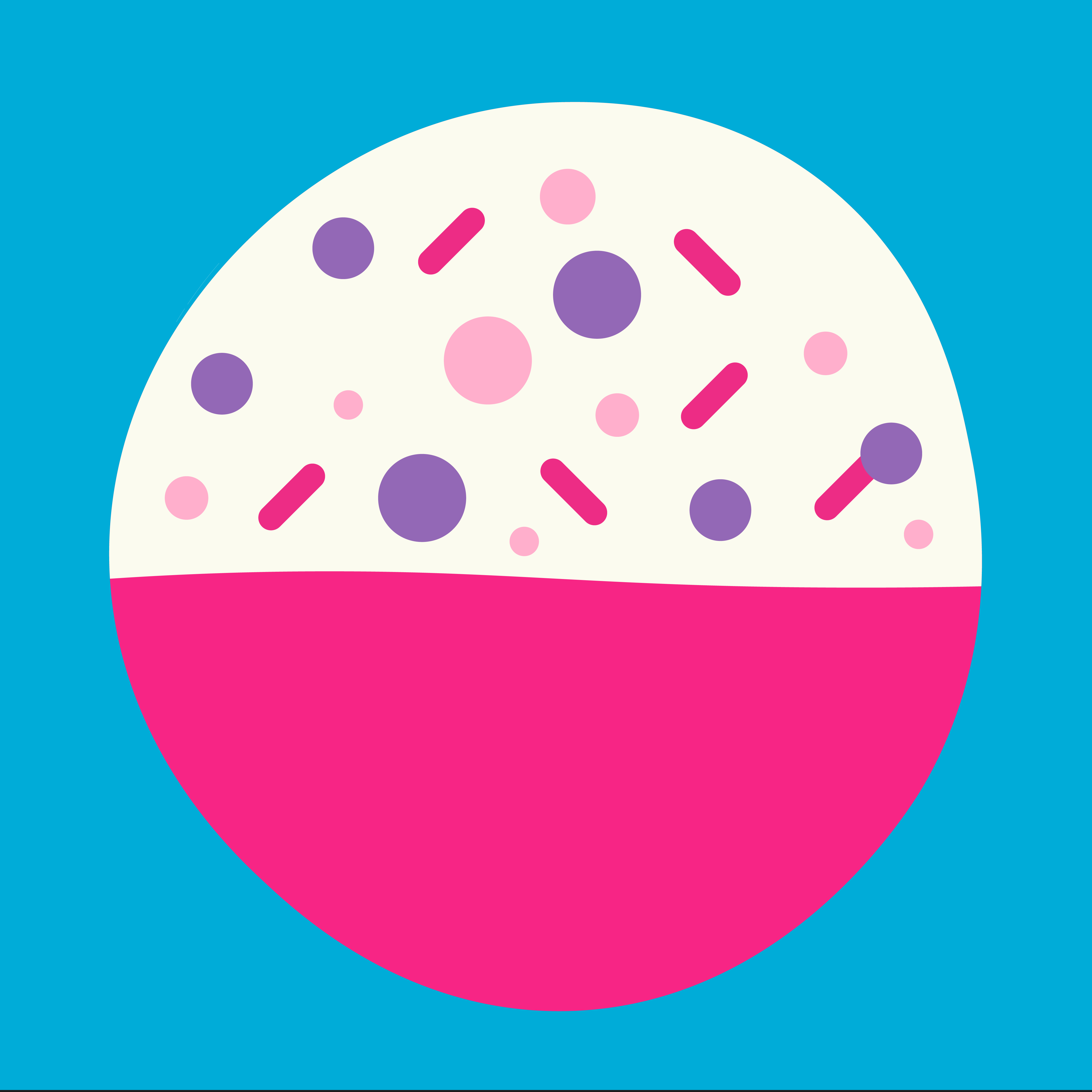 An illustration of a 'Fabulous Pretty in Pink Sprinkle Sugar Cookie' on a light blue background.