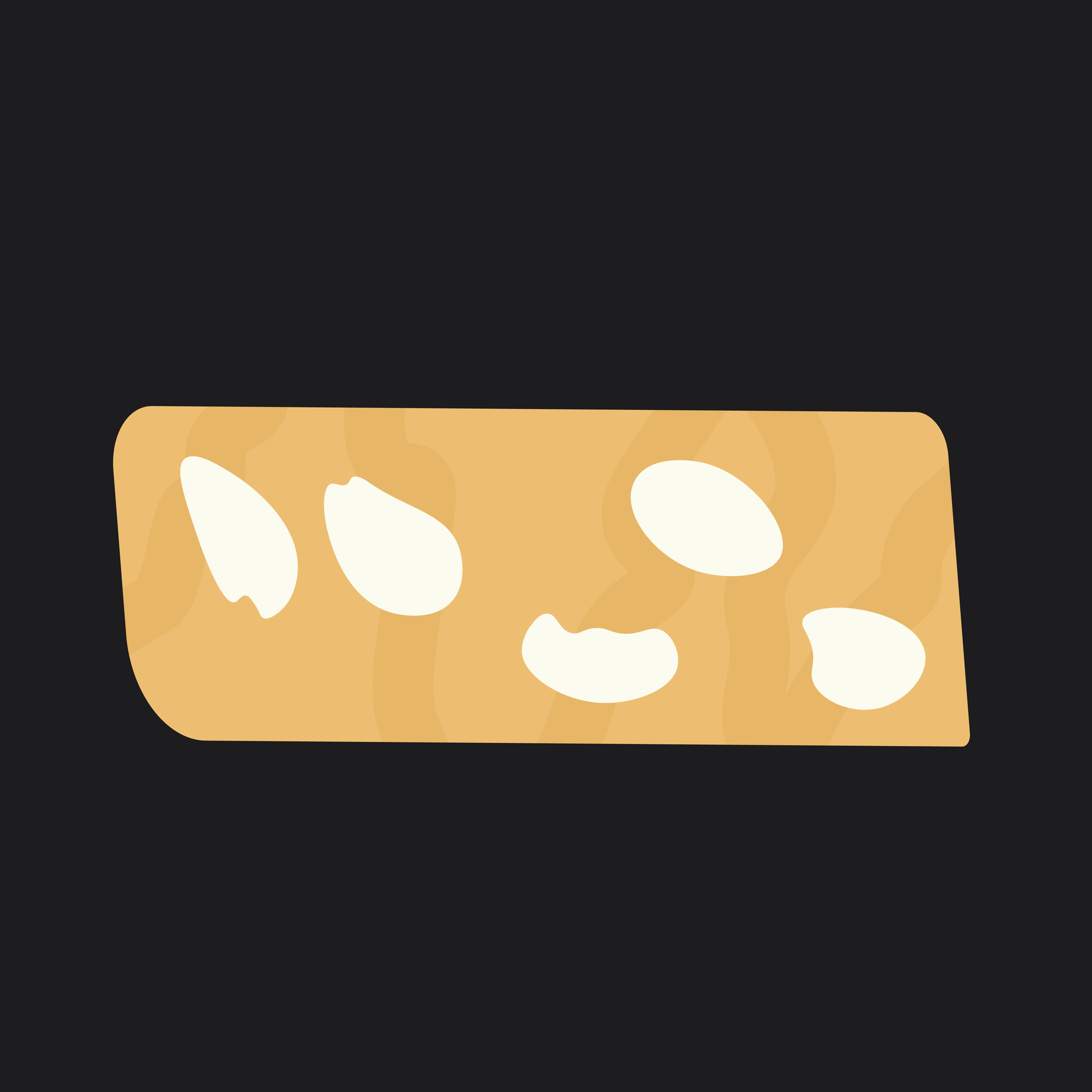 An illustration of a 'Donna’s Can’t-Eat-Just-One Cantucci' on a black background.